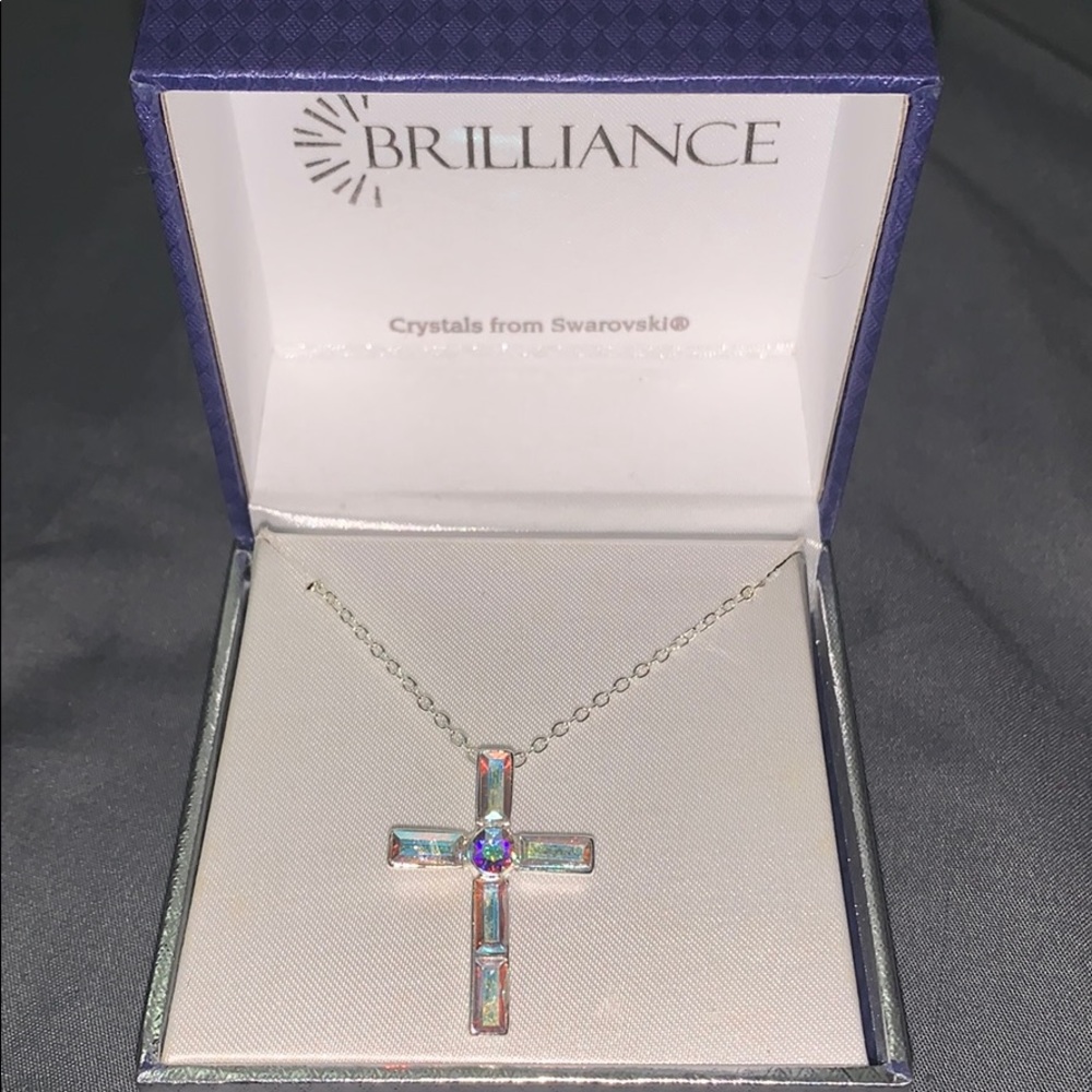 Swarovski Brilliance silver plated necklace cross